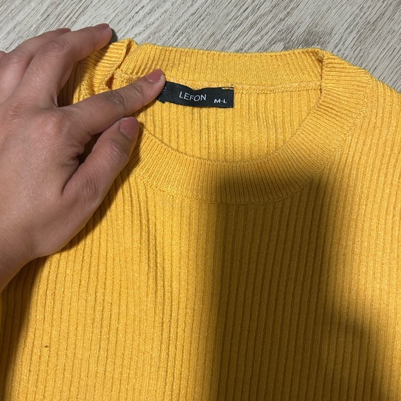Yellow Ribbed Men's Sweater - Picture 2 of 4